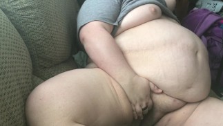 Fat Girl Masturbates on  Couch