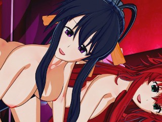 High School DxD - Rias Gremory X Akeno Trio Hentai