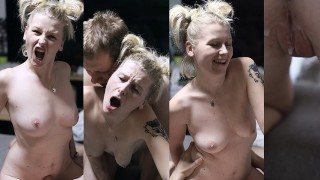 Geile blonde tienermeid wil zwanger worden, man heeft geen keuze en heeft creampie nodig