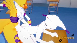 Digimon Yaoi - Renamon i Gatomon uprawiają ostry seks