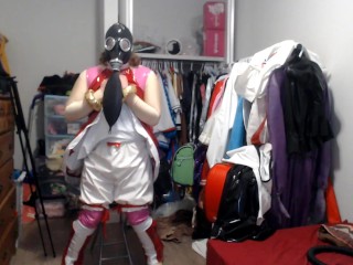PVC Sissy Cosplay Amy Rose Gasmask Breathplay Con Vibrador