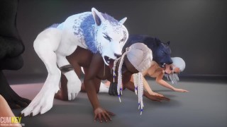 Weerwolfs fokken Busty meisjes Otgy | Monster met grote lul | 3D Porno WildLife