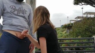 Another gigantic and risky cumshot in public