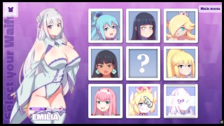 Waifu Hub [PornPlay Parody Hentai hra] Emilia z Re-Zero couch casting – část 1 poprvé