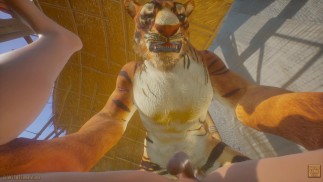 Tiger Pelzig Knoten Schwul Teen Kerl POV