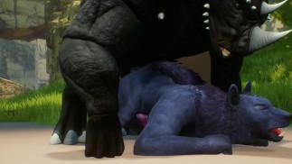 Furry Daddy Rhino fourre FurryTwink Wolf - Faune