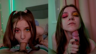 Stiefzus gaf me haar hoofd terwijl ouders op het feest WAREN POV 4K