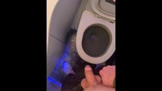 小便が飛行機の公衆トイレで混乱を作るうめき声はとてもクソ良い膀胱のうめき声を感じました