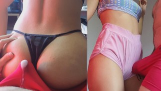 ラップダンス中に下着を通してザーメン、パンティーでお尻の仕事