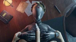 Atomowe serce Biały facet cycki kurwa Robot Dziewczyna Wielkie Cycki Sperma na twarz Gra Animacja Cycków