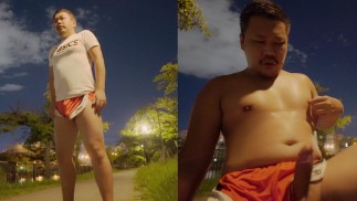 Masturbation après avoir couru dans un short de course asics