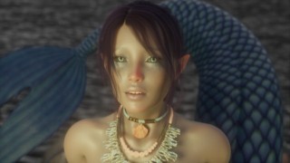 人魚3D POV変態モンスター-女の子はビーチでファック