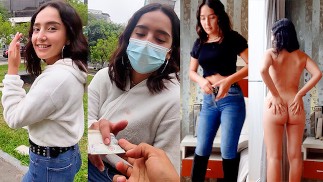 一个漂亮女孩在街上被抓，同意拍照，然后为了钱而被操。
