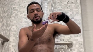 Fun masturbating in the gym shower on my birthday
