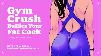 Zmiażdżenie na siłowni znęca się nad twoim grubym kutasem i odlicza cię do orgazmu (Femdom ASMR) (odgrywanie ról audio)