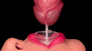 クローズアップ:最高の搾乳口はあなたをファネルを通して中出しさせました!CUM FEEDING!官能的なフェラASMR 4K