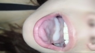 sexwife takes lover's sperm in mouth