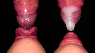 GROS PLAN : MEILLEURE VUE DE DESSOUS CONDOM PIPE ! Elle a cassé la capote et commence à jouer avec du sperme ! ASMR 4K