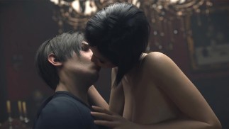 Resident Evil 4 (Remake) Ashley and Ada Jumping on Leon