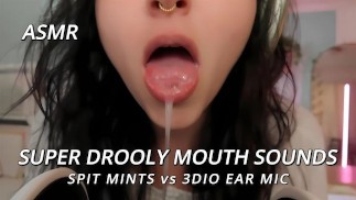 ASMR Ear Licking + Drooling | Spit Mint Taste Test