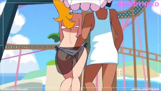 Princess Peach wordt geneukt door een grote lul die in haar ejaculeert